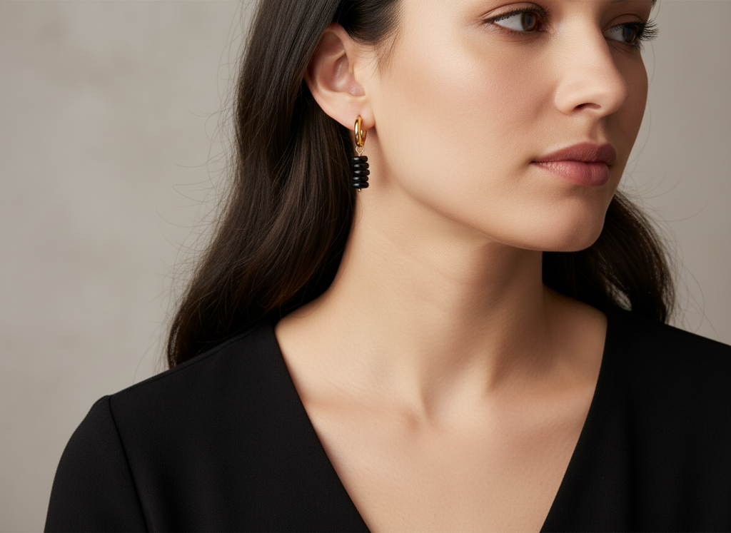 Obsidian Abacus Earrings